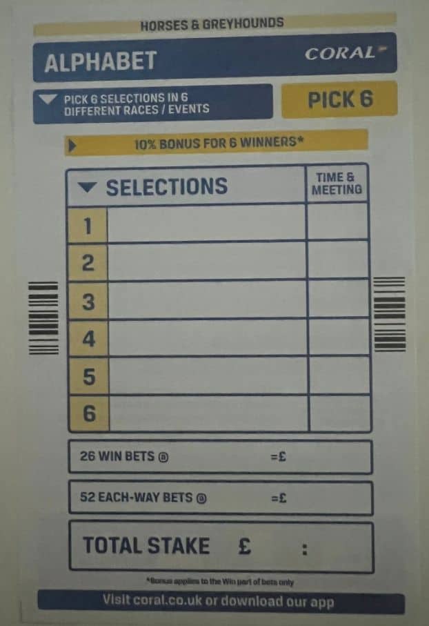 Coral Betting Slips