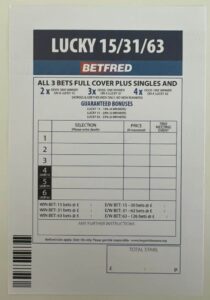Lucky 15 Betting Slips 10 Betfred Blank Lucky 15 Betting Slip