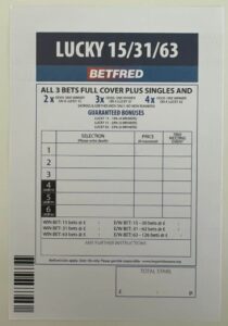 Betfred Blank Lucky 15 Betting Slip