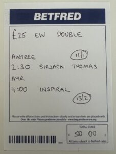 Betfred Double Bet Betting Slip