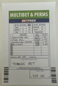 Betfred Yankee Betting Slip