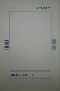 Coral Betting Slips 16 Blank Coral Betting Slip