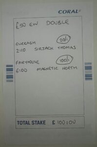 EW Double Coral Betting Slip