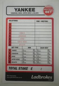 Ladbrokes Betting Slips 11 Ladbrokes Blank Yankee Betting Slip