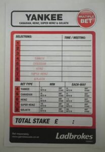 Ladbrokes Blank Yankee Betting Slip