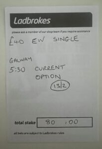 Ladbrokes Betting Slips 16 Ladbrokes EW Single Betting Slip