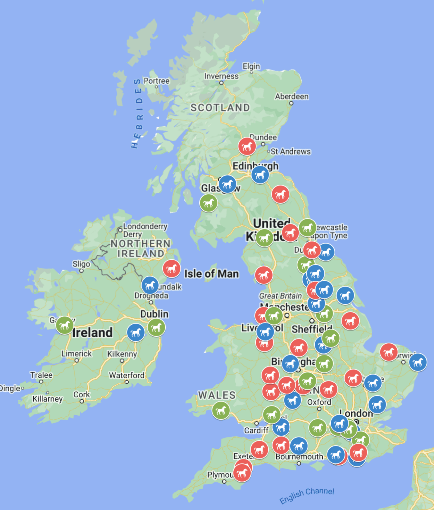 Map of UK Racecourses