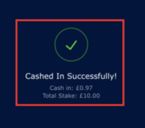 Successfully Cash In Bet at William Hill