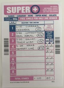 William Hill Win Bet Yankee Betting Slip