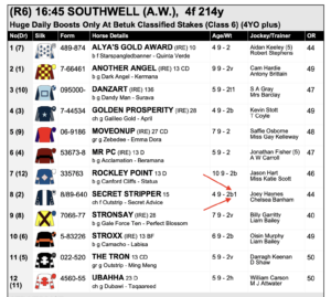b1 Blinkers 1st Time Horse Racing Racecard